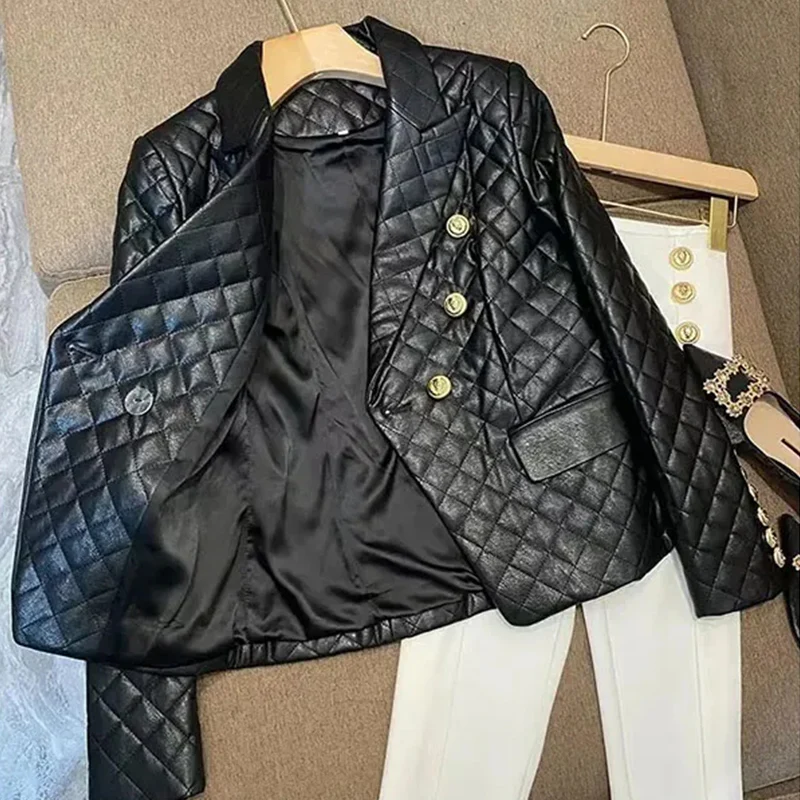 Women's Classic Leather Blazer - Image 3