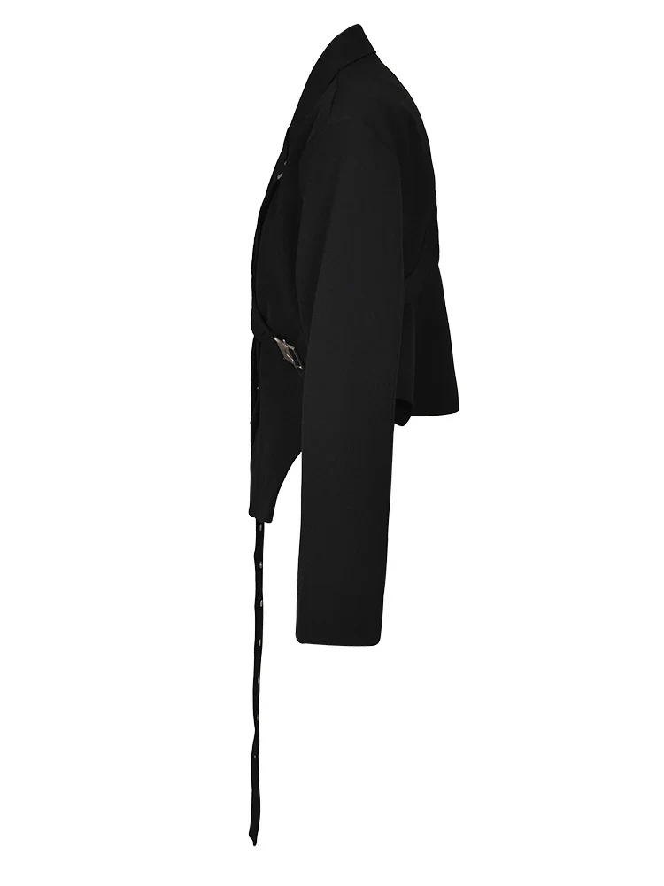 Women's Cropped Belted Blazer Black - Image 2