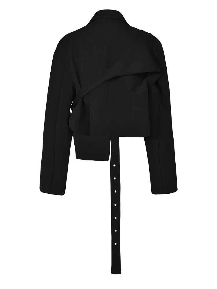 Women's Cropped Belted Blazer Black - Image 3