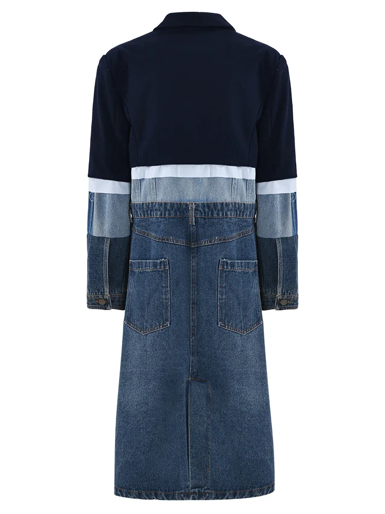 Women's Denim Overcoat Blue - Image 3
