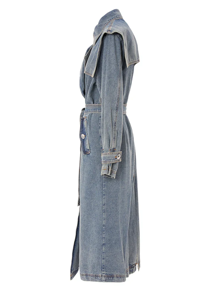 Women's Denim Trench Coat Blue - Image 2