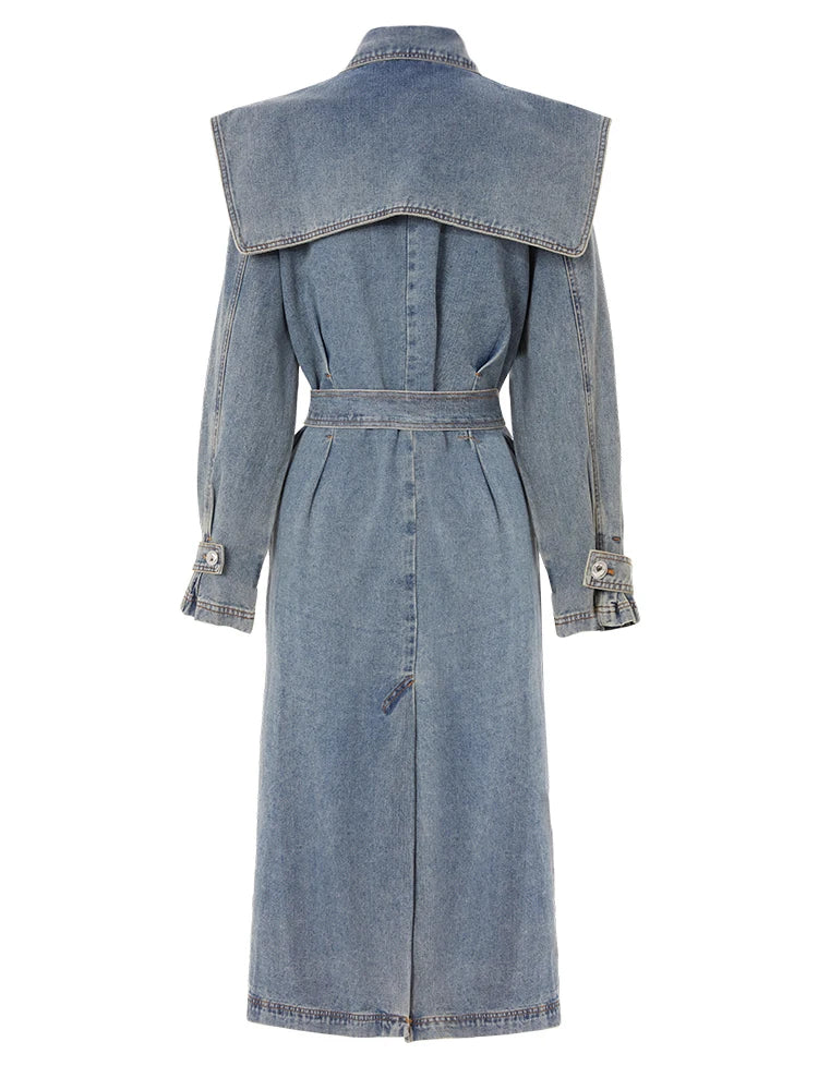 Women's Denim Trench Coat Blue - Image 3