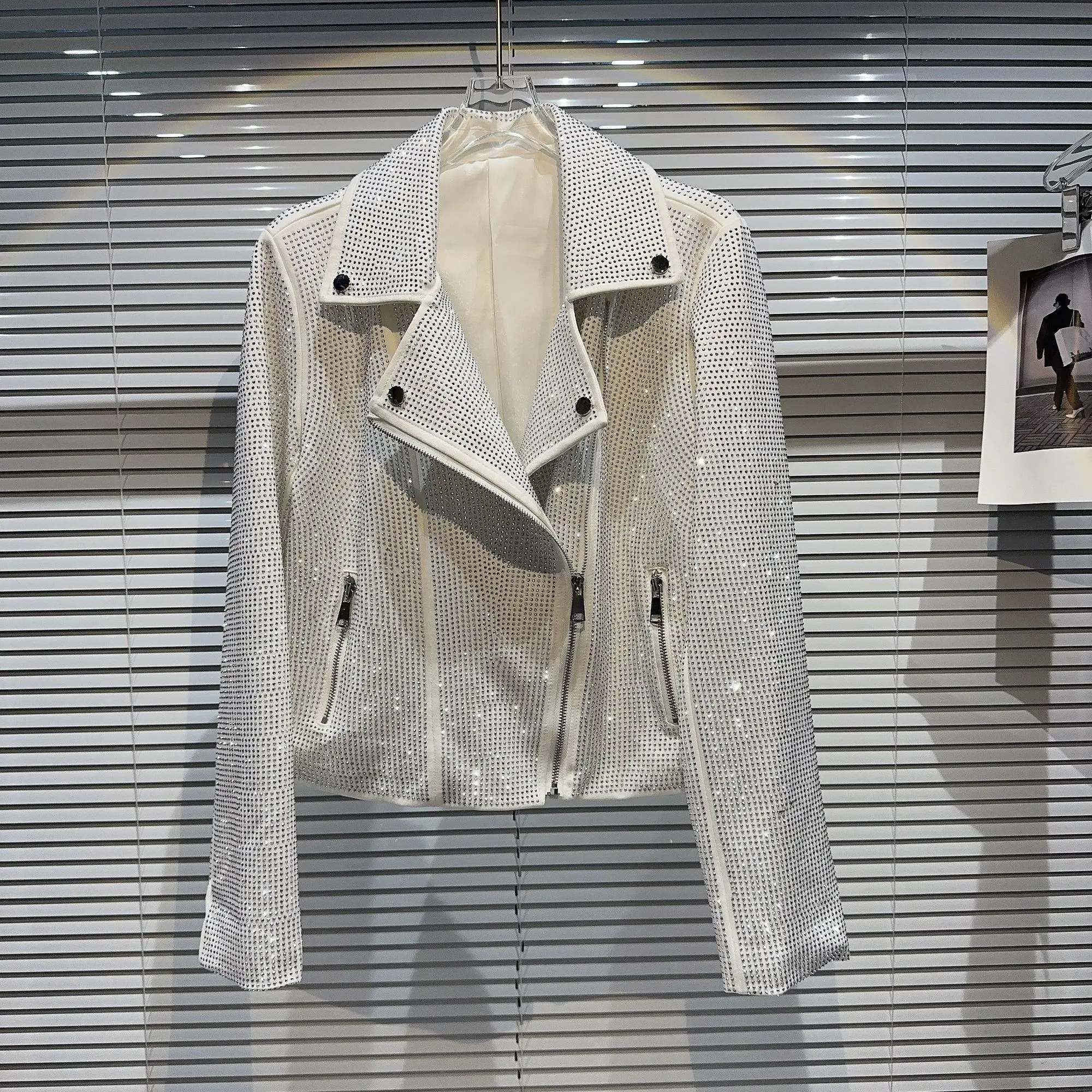 Women's Diamond Leather Jacket - Image 2