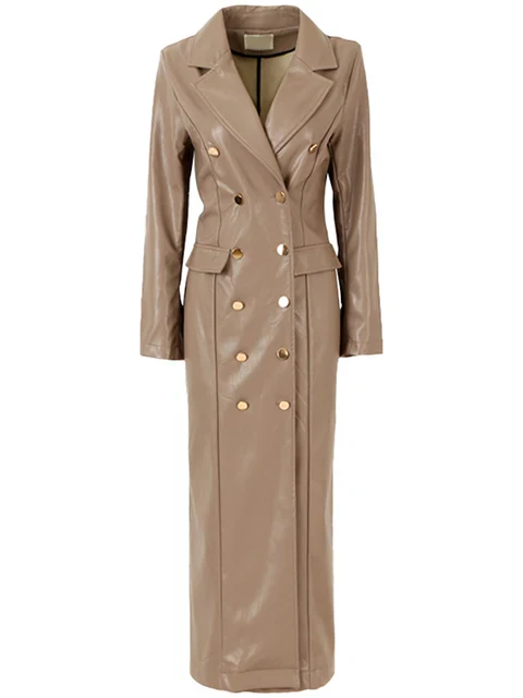 Women's Extra Long Trench Coat Burgundy - Image 3