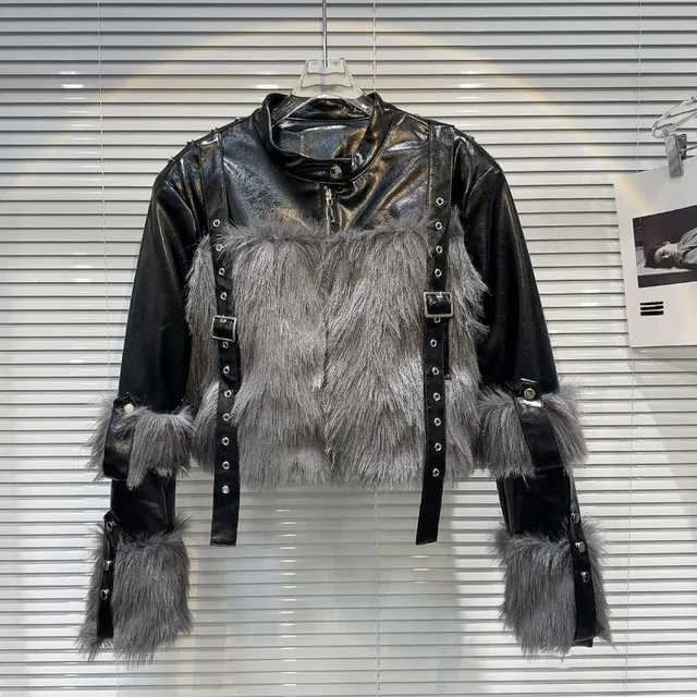 Women's Faux Fur Jacket Black - Image 2