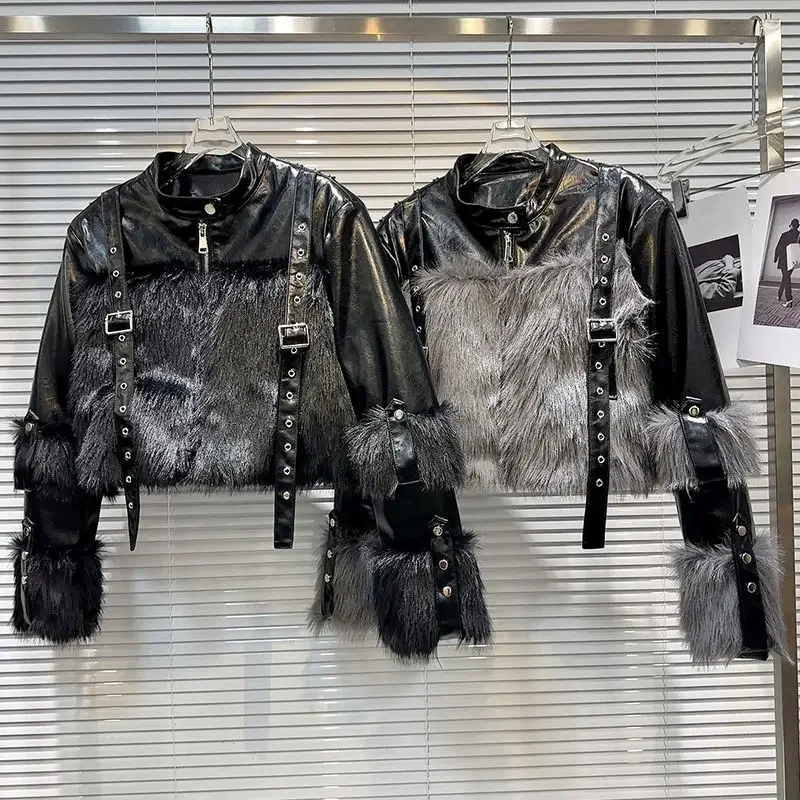 Women's Faux Fur Jacket Black - Image 3