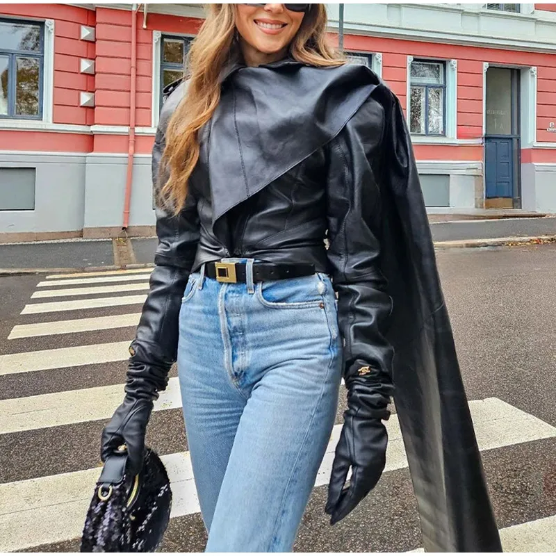 Women's Faux Leather Jacket - Image 2