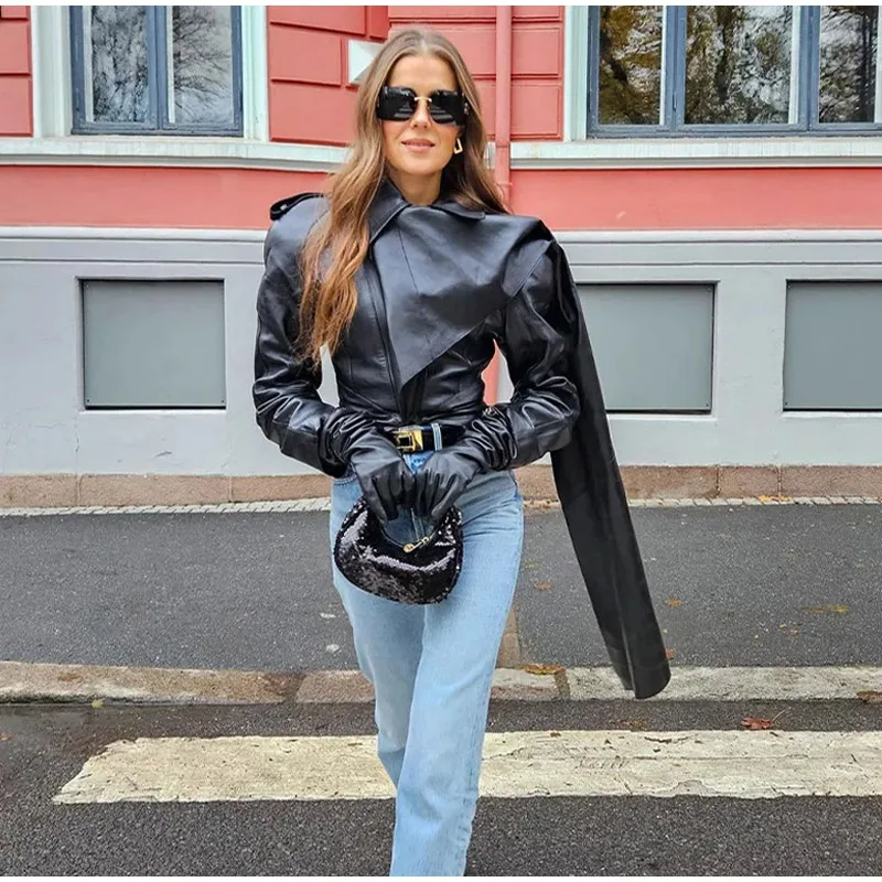 Women's Faux Leather Jacket - Image 3