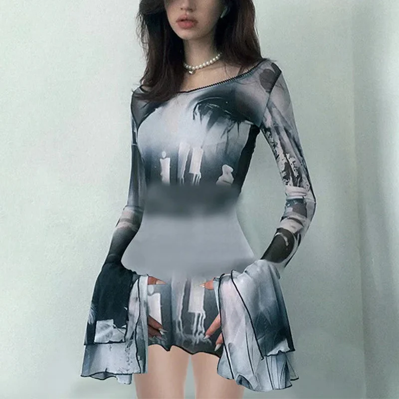 Women's Flare Mesh Dress - Image 2