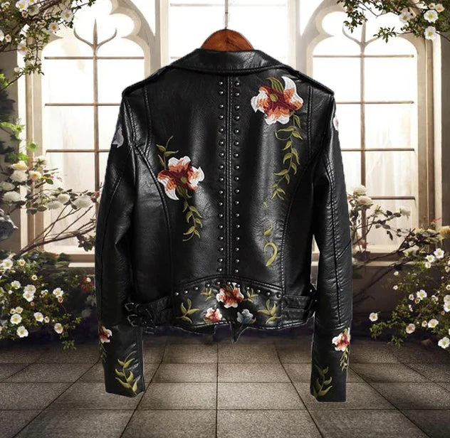 Floral Leather Jacket - Image 2