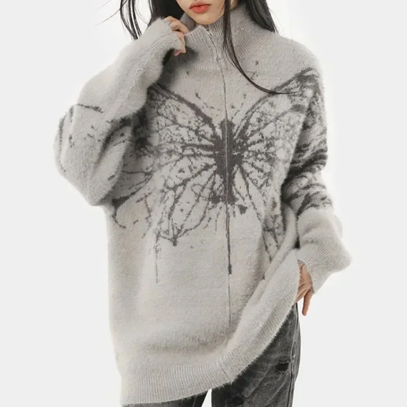Women's Fluffy Butterfly Cardigan Black - Image 2