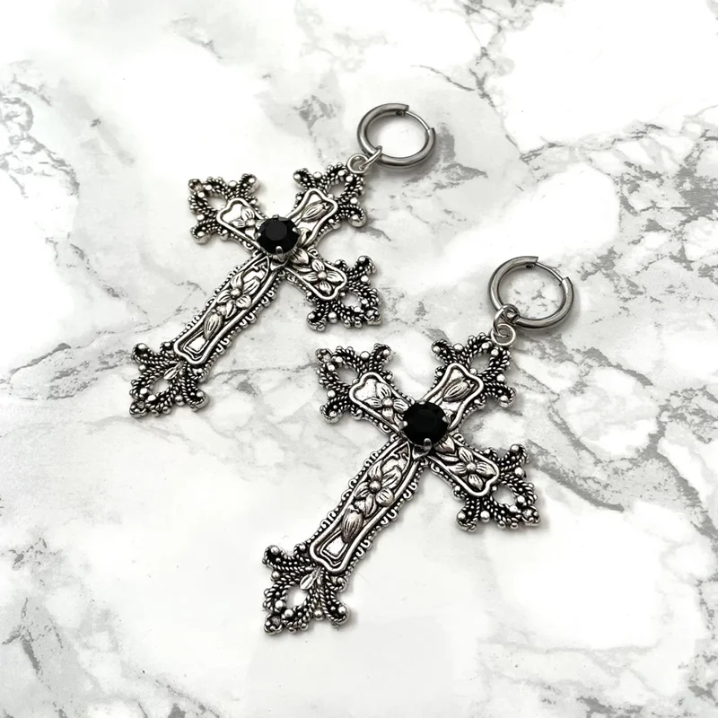 Women's Gothic Cross Earrings - Image 3