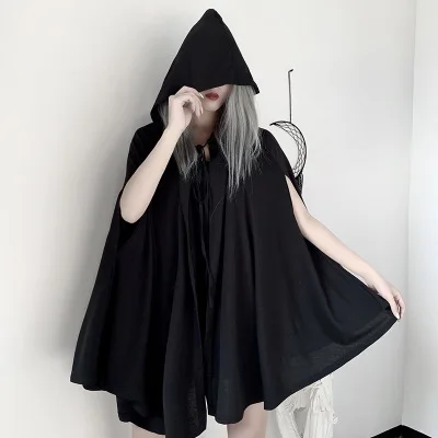 Women's Gothic Hooded Cape Black - Image 2