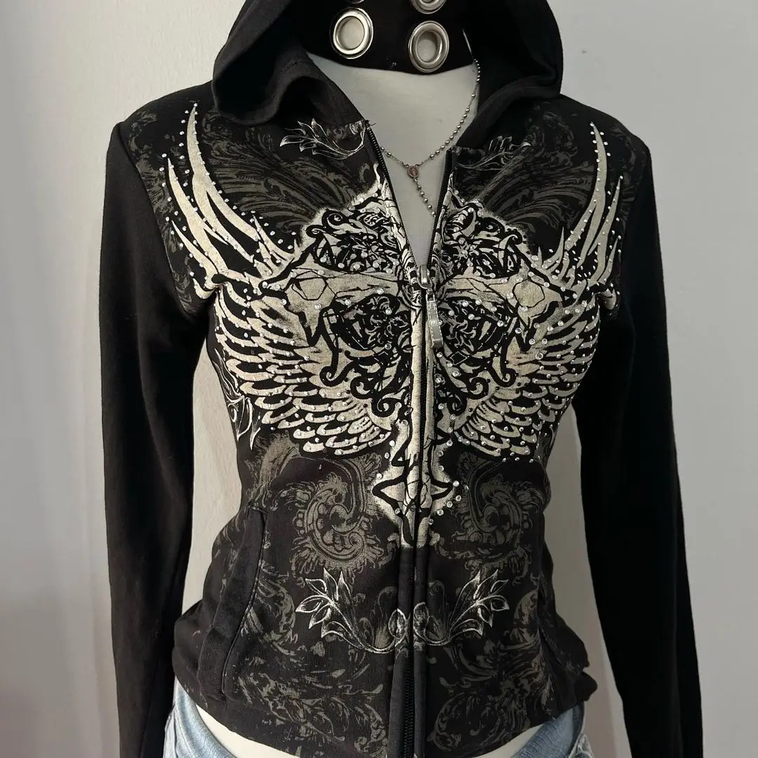 Women's Gothic Hooded Pullover Black - Image 2