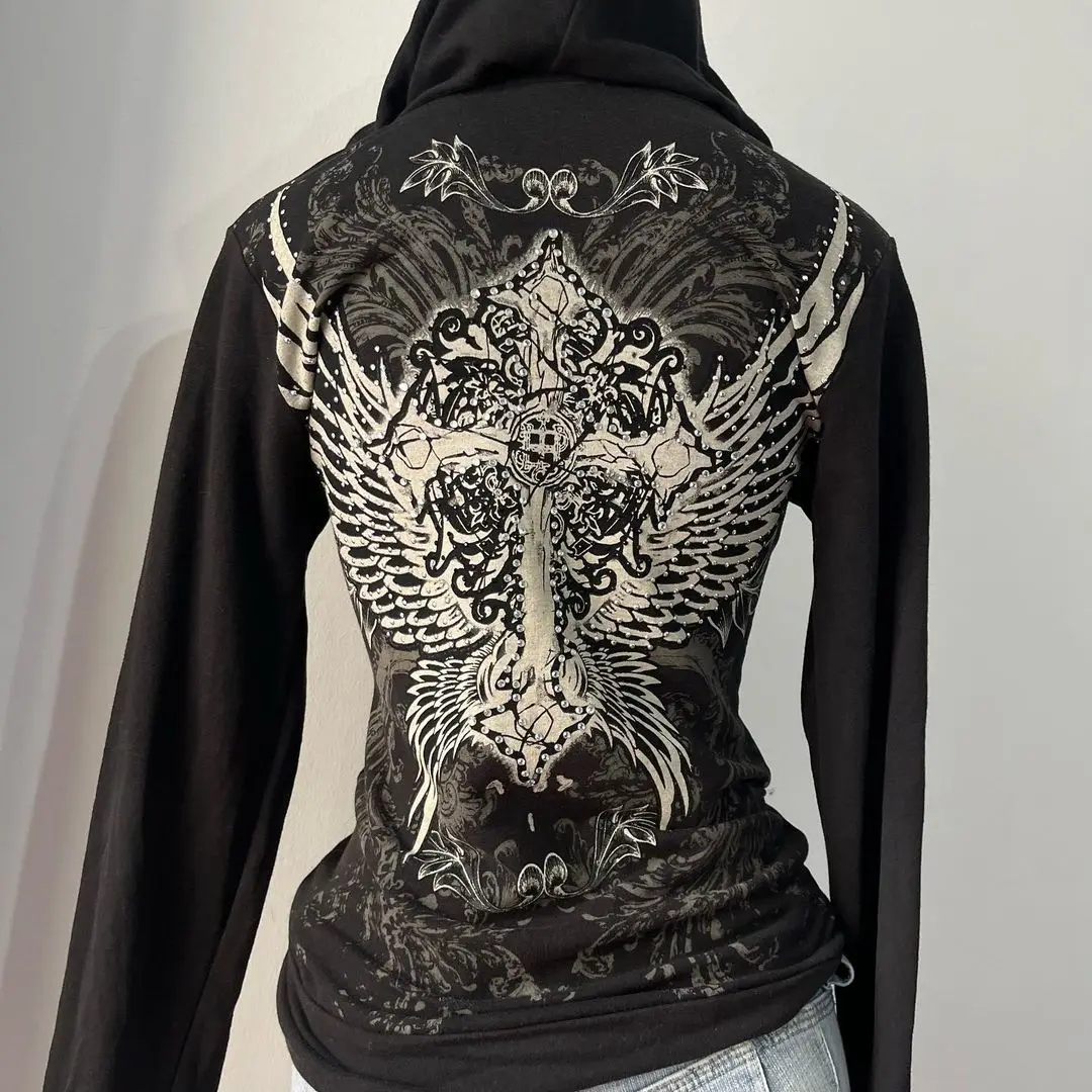 Women's Gothic Hooded Pullover Black - Image 3