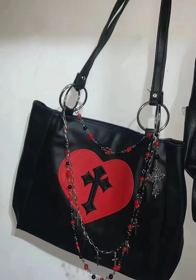 Women's Gothic Leather Bag Black - Image 3