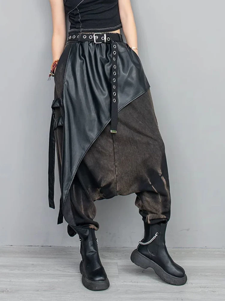 Women's Gothic Leather Trousers Black - Image 3