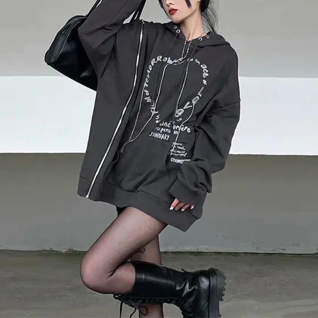 Women's Gothic Punk Hoodie Black - Image 3