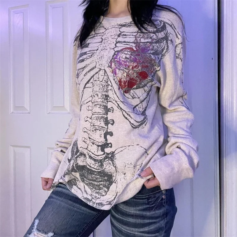 Women's Gothic Retro Top Beige - Image 2
