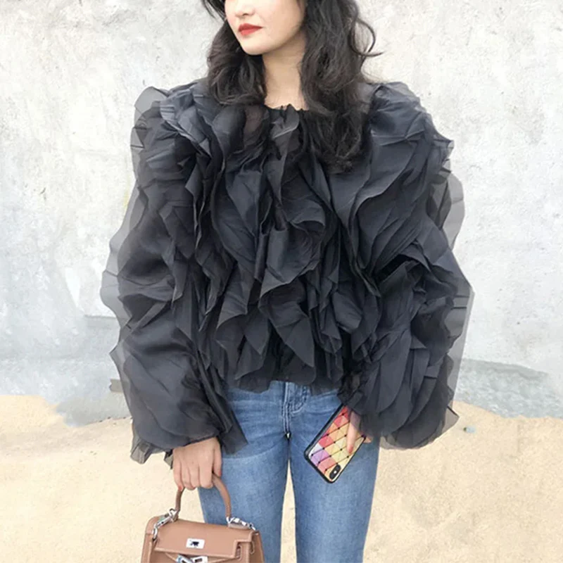 Women's Gothic Style Blouse Black - Image 2