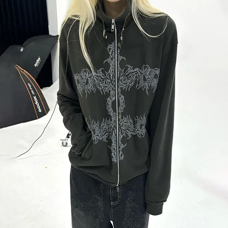 Women's Gothic Sweatshirt Gray - Image 3