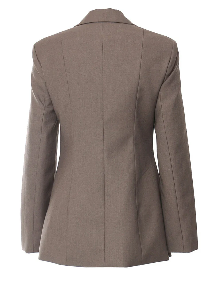 Women's Hollow Out Elegant Blazer Brown - Image 3