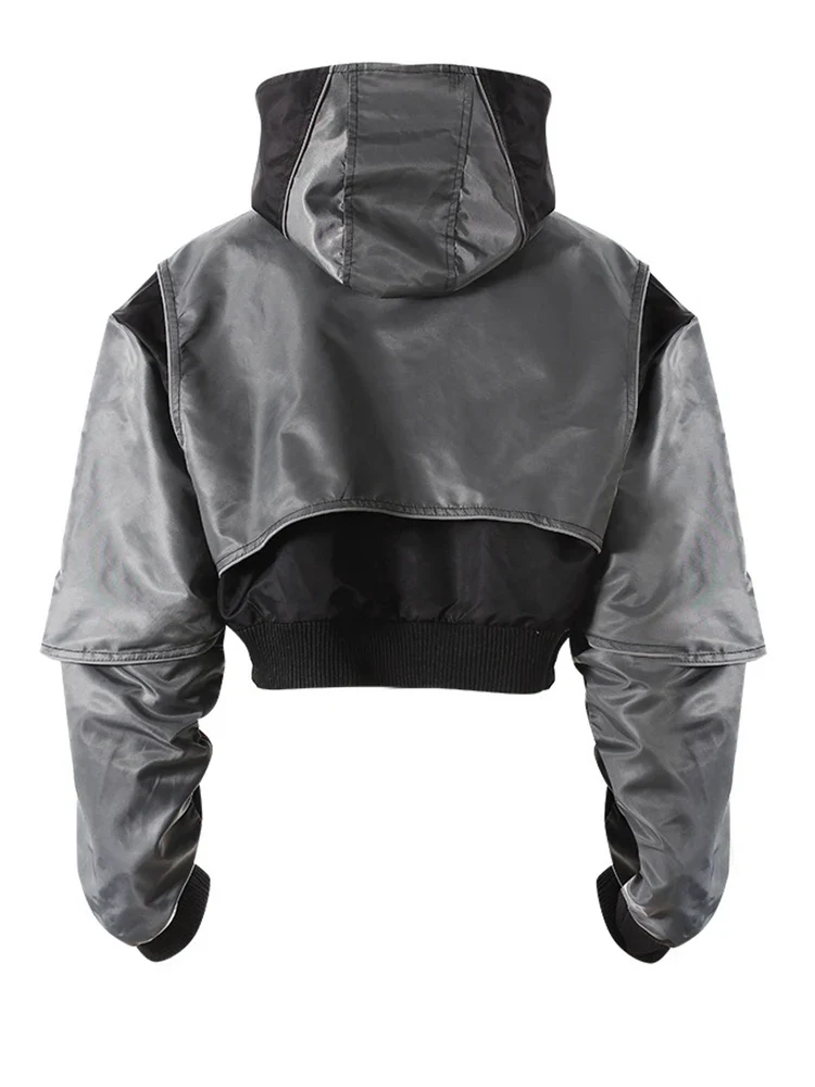 Women's Hooded Bomber Gray - Image 2