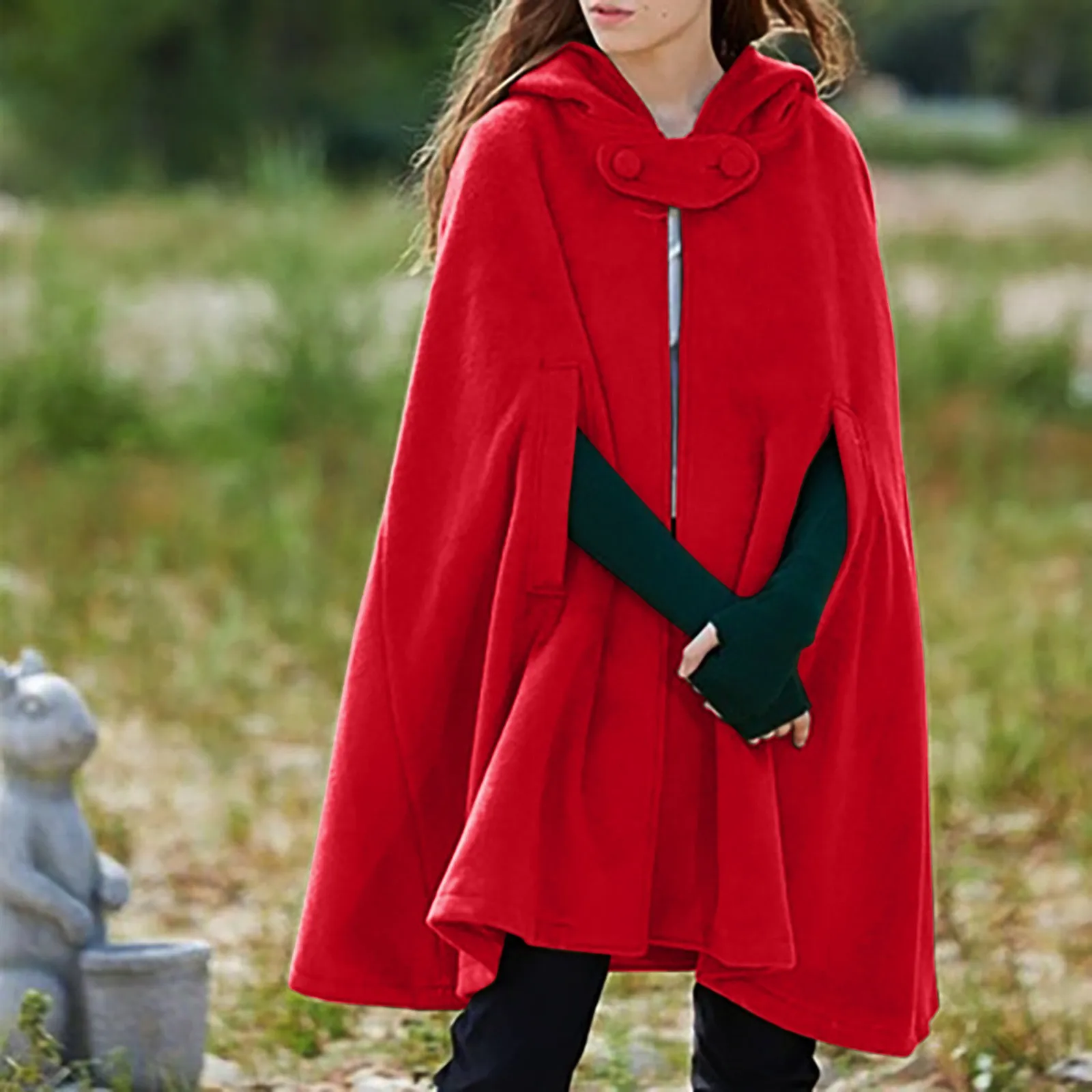 Women's Hooded Cloak Black - Image 3