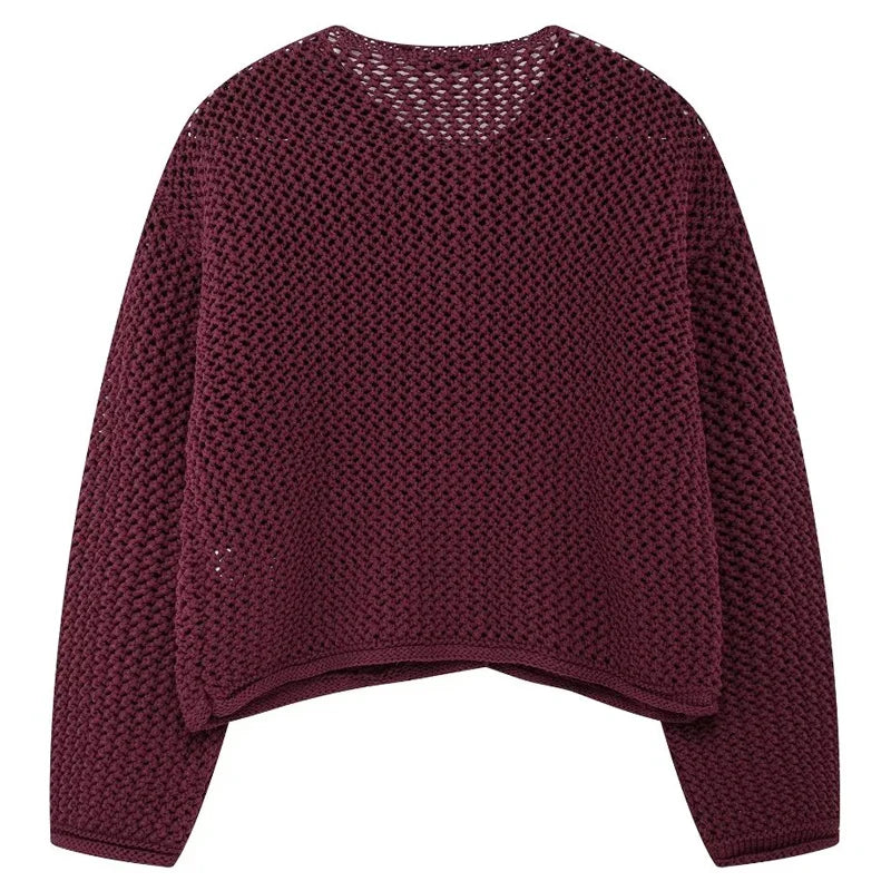 Women's Knitted Cardigan Burgundy - Image 3