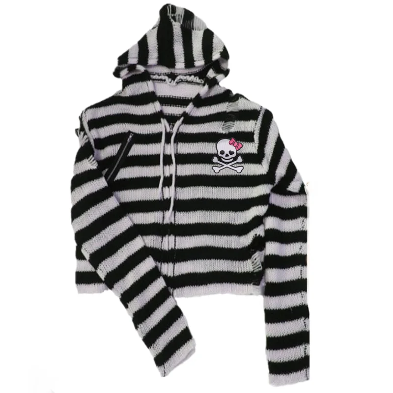 Women's Knitted Skull Hoodie - Image 2