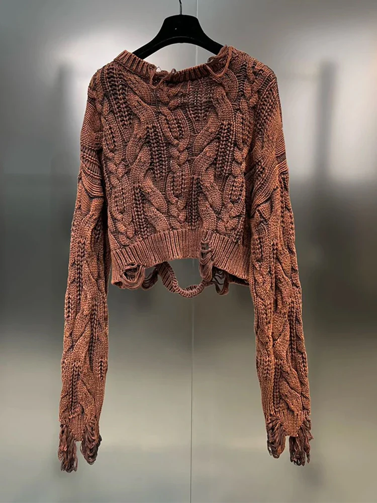 Women's Knitted Sweater Brown - Image 2