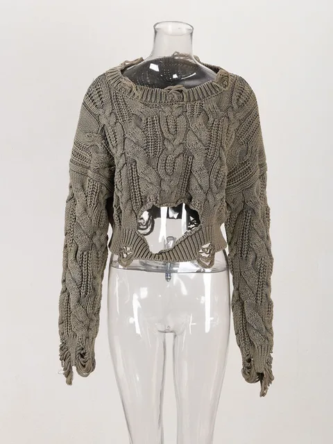 Women's Knitted Sweater Brown - Image 3