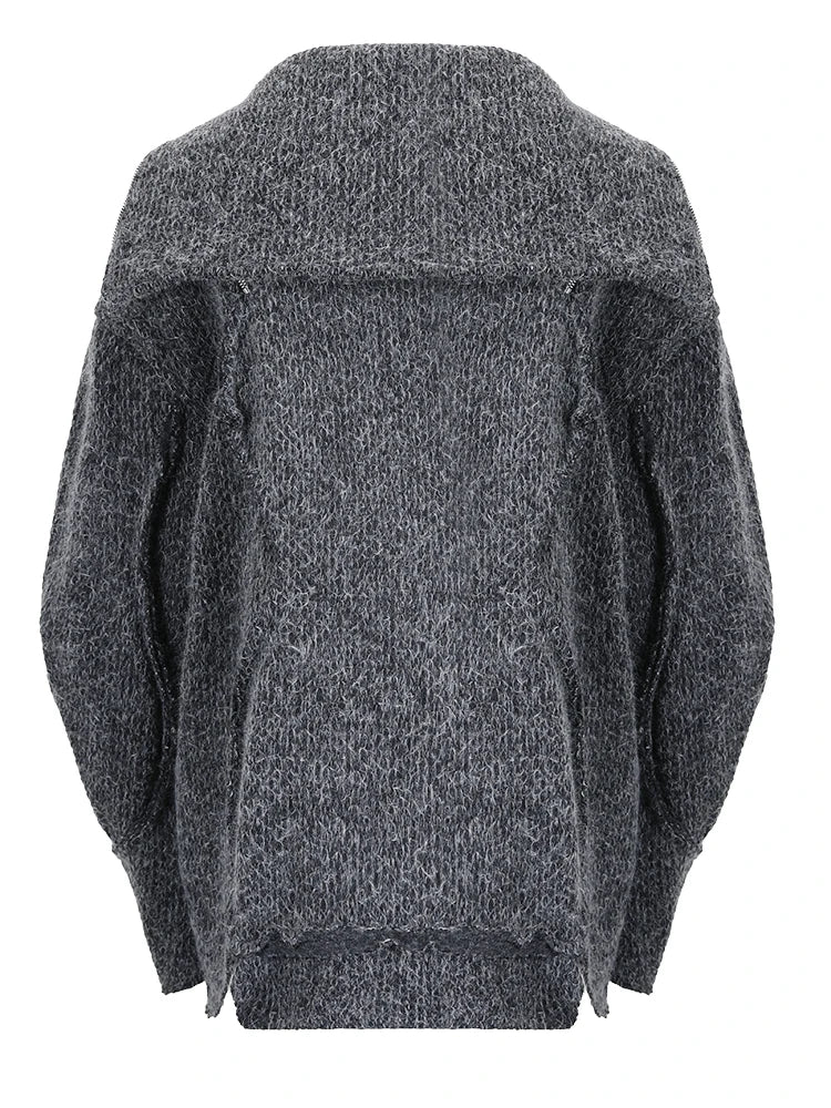 Women's Knitted Sweater Gray - Image 3