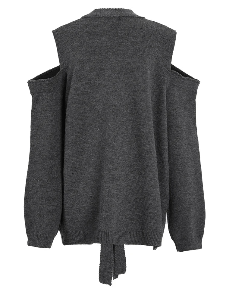 Women's Knitted Sweater Gray - Image 2