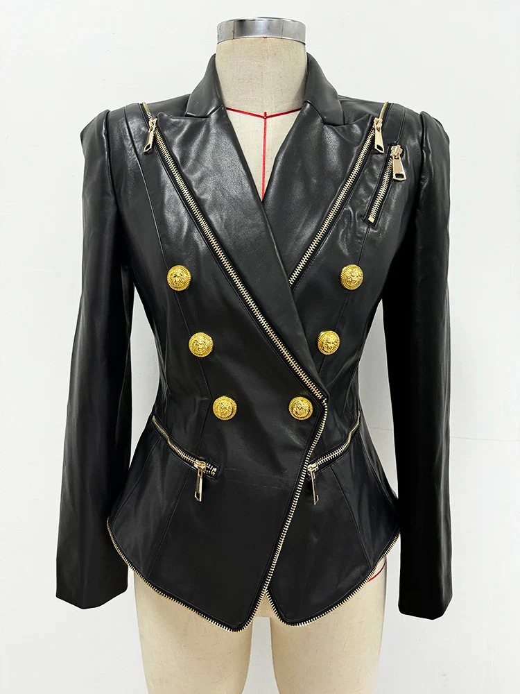 Women's Leather Blazer - Image 3