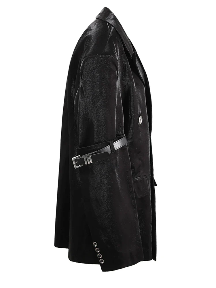 Women's Leather Casual Blazer Black - Image 2