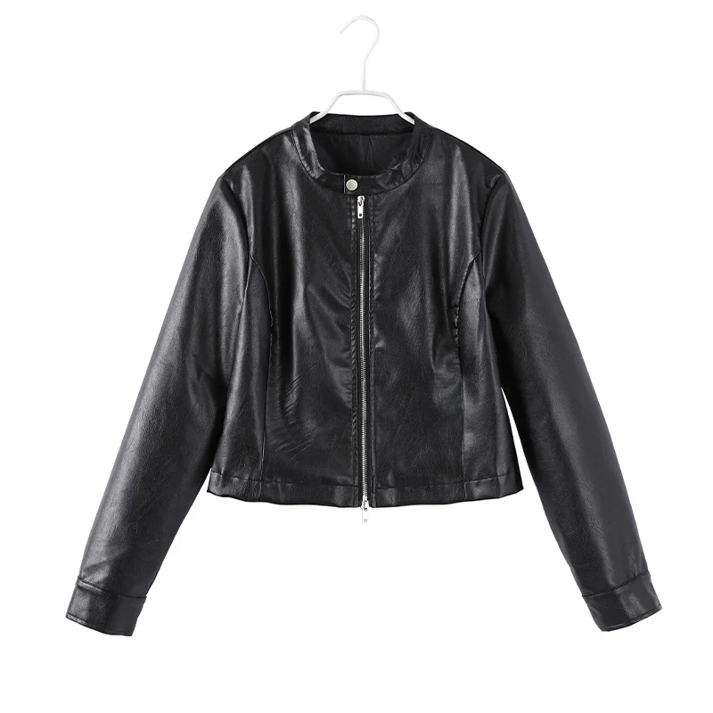 Women's Leather Cloak Jacket Black - Image 5