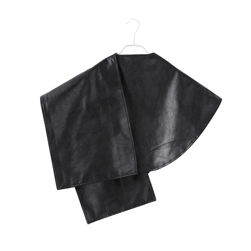 Women's Leather Cloak Jacket Black - Image 6