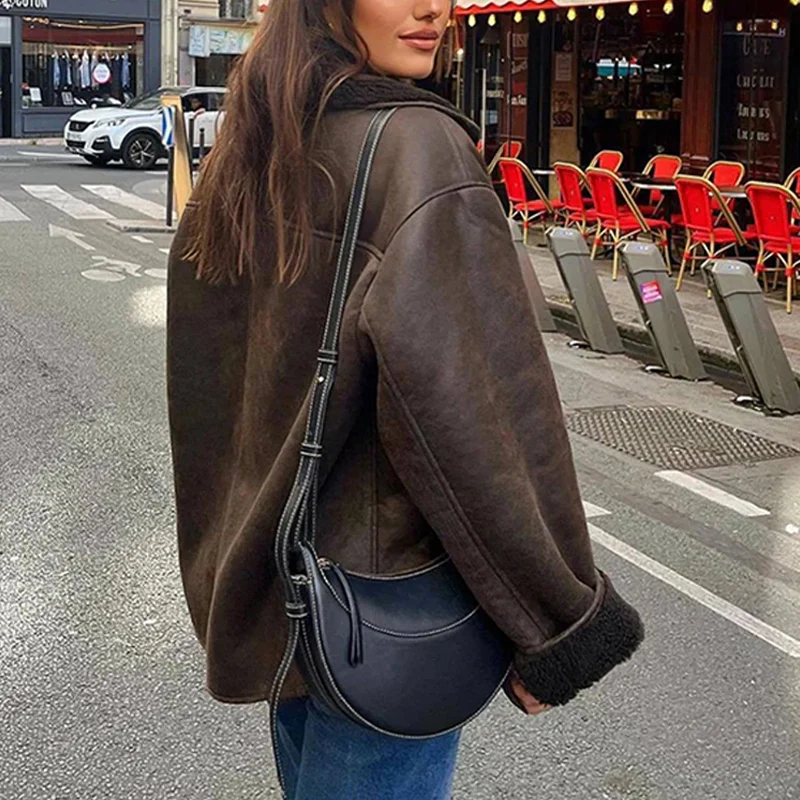 Women's Leather Jacket Brown - Image 3