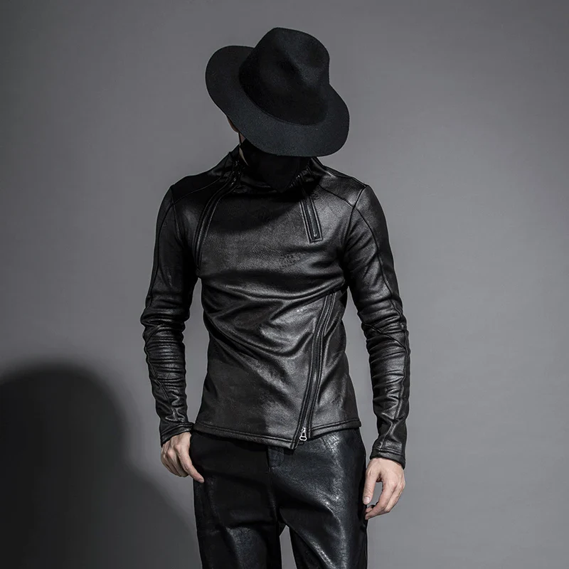 Men's Leather Pullover Black - Image 3