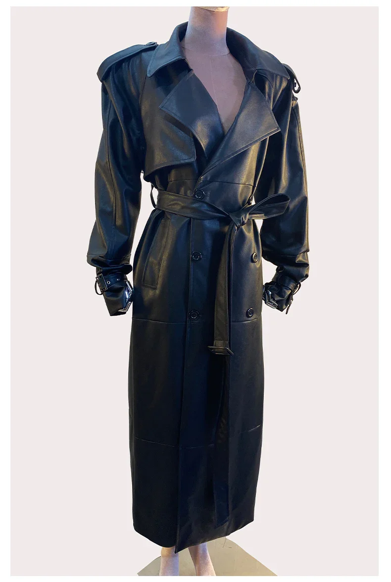 Women's Leather Trench Coat - Image 2