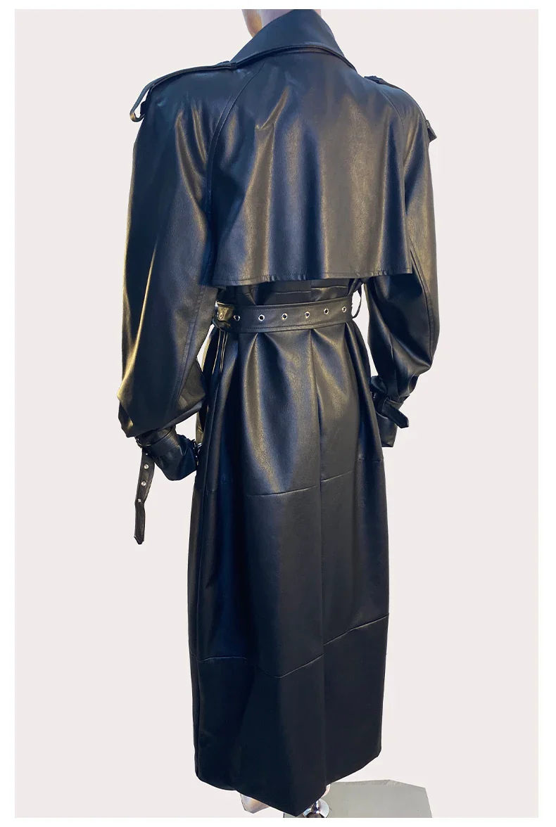 Women's Leather Trench Coat - Image 4
