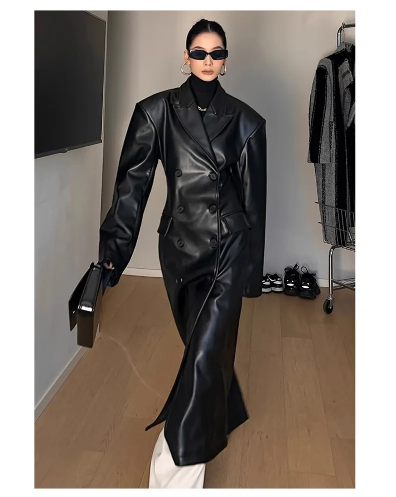 Women's Leather Trench Coat - Image 4