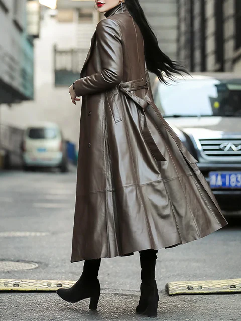 Women's Leather Trench Coat - Image 3