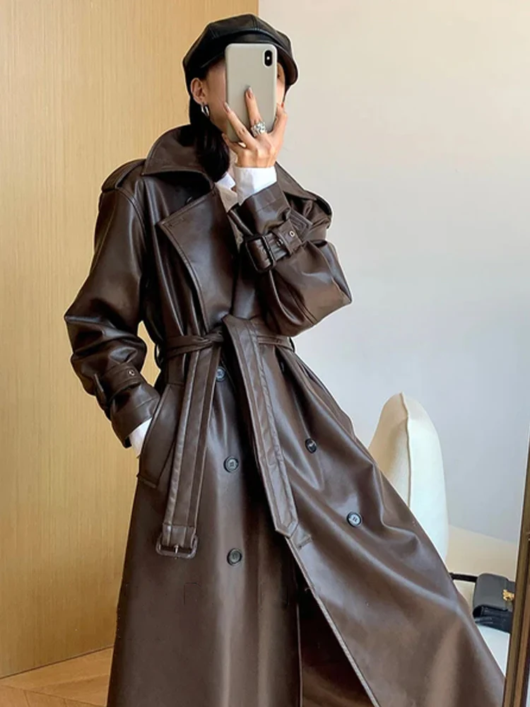 Women's Leather Trench Coat - Image 3