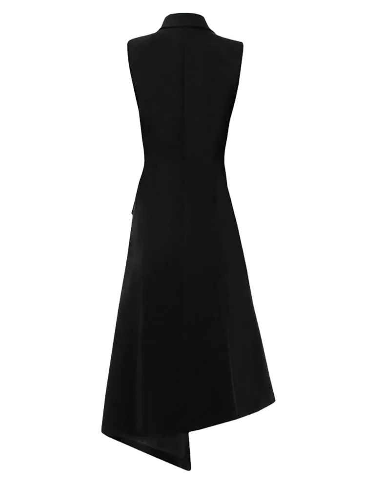 Women's Long Elegant Vest Black - Image 2