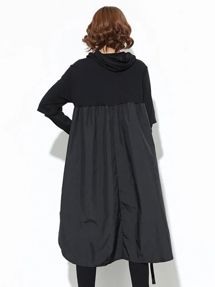 Women's Long Hooded Dress Black - Image 4