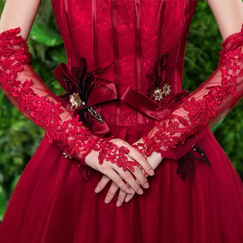 Women's Long Lace Gloves - Image 2
