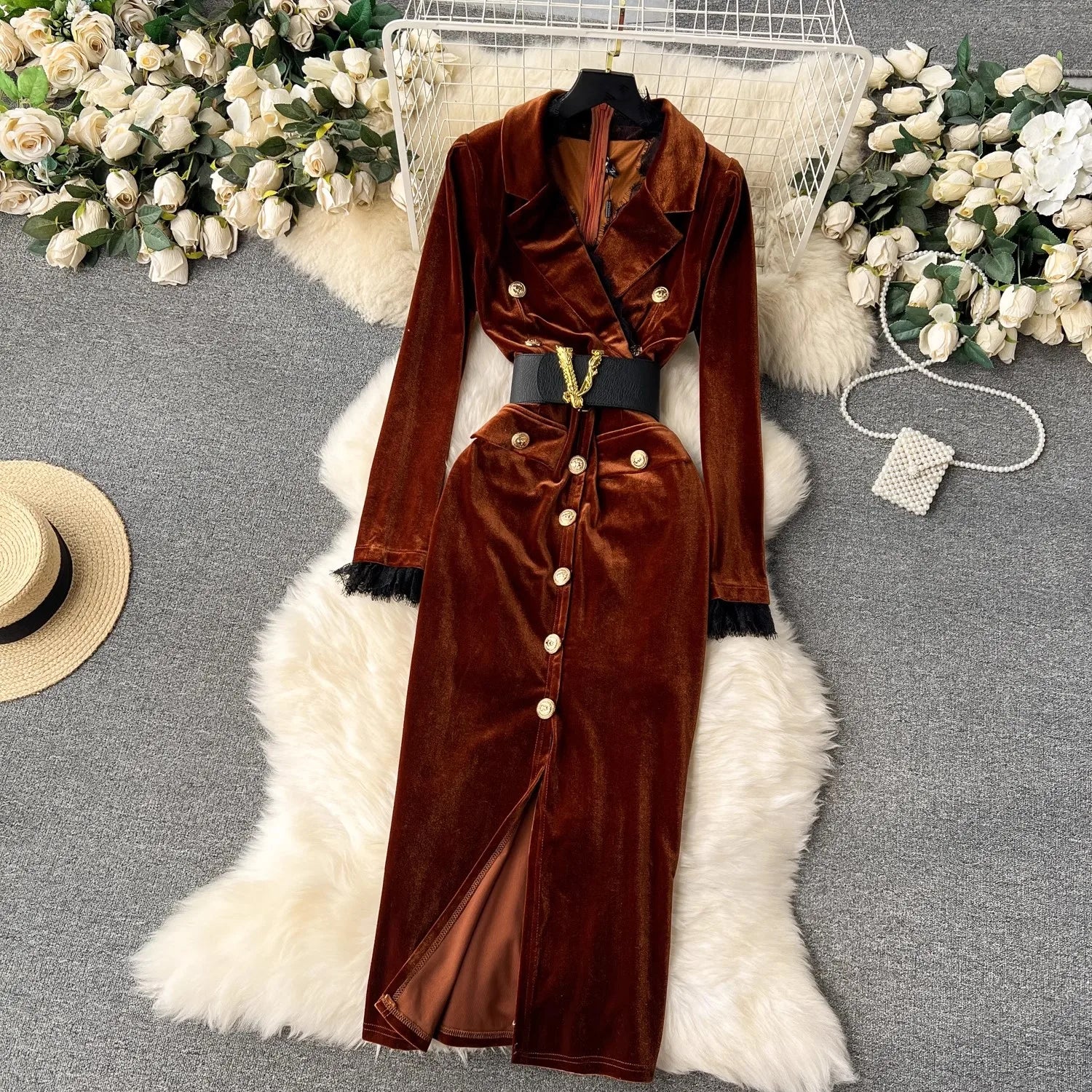 Women's Long Velvet Dress - Image 2