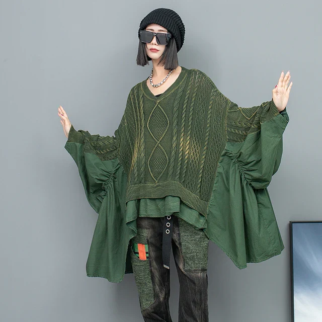 Women's Loose Knitted Pullover Black - Image 3